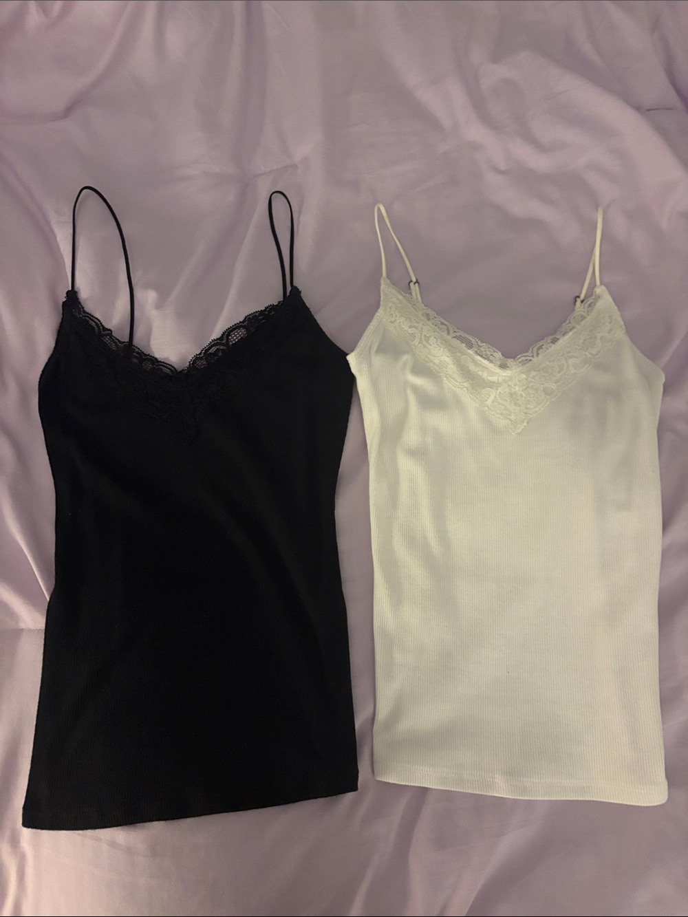 Hollister Lace Trim Ribbed Camis - Includes Both!